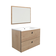 ENSEMBLE OPTU 80CM + MIROIR + PLAN - CHENE KENDAL/NOIR MAT ENSEMBLE OPTU 80CM + MIROIR + PLAN - CHENE KENDAL/NOIR MAT